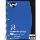 Hilroy - Cahiers de notes 3 sujets, 10 1/2 po x 8 po, variés, perforé à 3 trous-3 sujets