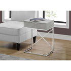 Monarch Specialties - 3471 Table D'Appoint - 24 po H/Gris Cimente/Metal Chrome-Un grand tiroir avec une poignée simple et discrète en métal chromé