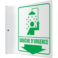 Accuform Signs - Enseigne Projection « Douche D'Urgence », 8po x 8po, Plastique, Français Avec Pictogramme-Type d'affichage Boulonné