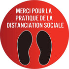 Autocollant de plancher français Mark Maker, cercle de 12 po de diamètre - Merci pour la pratique de la distanciation sociale-Sticker sol français