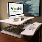 Posidesk – Bureau debout de direction moyen POSI203SWH avec support clavier élargi de 29 po, blanc-Surface bureau : 28,7 po x 23,22 po