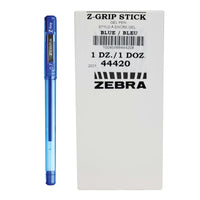 Zebra - Stylos à bille Z-Grip Gel Stick - 0,7 mm - bleu - paquet de 12-écriture lisse   