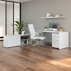 Bureau 60 po x 30 po avec retour et classeur mobile Studio C de Bush Business Furniture - blanc-Le bureau d’ordinateur durable supporte jusqu’à 200 lb et est conçu pour un maximum de stabilité ; offert avec du matériel de fixation murale