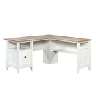 Sauder 59"W La Collection August Hill Bureau en L - Finition Soft White-Le tiroir à fichiers sur des glissières à extension complète peut contenir des fichiers de format Lettre