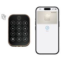 Yale - 450 Assure Lock 2 Plus avec clés Apple Home et Wi-Fi - Bronze-À l'aide des touches d'accueil Apple, une simple pression avec votre iPhone ou Apple Watch suffit pour verrouiller ou déverrouiller votre porte