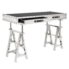 Plata Import - Line Bureau Bureau Bureau Inox et Verre Noir, Noir-Assemblage partiel requis