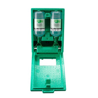 Plum – Grande station de bain oculaire Duo-Station murale anti-poussières comprenant 2  x 1000 ml Lave-oeil Duo, un pictogramme sur le devant et un miroir à l'intérieur du couvercle