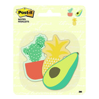 Post-it® – Feuillets découpés en forme d'ananas, de cactus et d'avocado, BC-3030-TRENDY-Découpés en forme d'ananas, de cactus et d'avocado, 3 designs, 3 blocs (1 de chaque forme). 30 feuilles pas bloc.