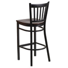 Flash Furniture – Tabouret bistro en métal, dossier à traverses verticales, noir, siège en noyer (XUDG6R6BVRTWALW)-Siège en bois fini noyer