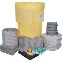 Zenith Safety – Trousses de déversement 95 gallons, universel, avec suconteneur mobile-Contenu : 50 tampons absorbants (15 x 17 po), 5 tubes absorbants (3 x 48 po), 5 oreillers absorbants (8 x 18 po), 4 boudins absorbants (5 x 10 po), 1 rouleau absorbant (15 po x 150 pi), 1 bonde d’évacuation (36 x 36 po), 1 ruban d’avertissement (3 po x 300 pi), 2 paires de gants en nitrile 2XL (11), 2 paires de lunettes de sécurité (taille unique), 2 combinaisons microporeuses (très grand), 10 sacs de mise au rebut (26 x 