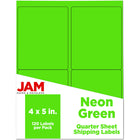 JAM Paper - Étiquettes d'adresse d'expédition extra larges - 4 po x 5 po - Vert fluo - Paquet de 120-Emballage anglais seulement