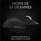 Souris de jeu Logitech PRO X 910-005878 à 5 boutons et 1 molette, sans fil, capteur optique 25 400 ppp - Noire-Grands pieds en PTFE sans additif
Offrent une glisse fluide pour une connexion pure et fluide avec le jeu.