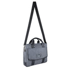 Sacoche pour Ordinateur Portable 16-17,3", Sac à Bandoulière, Sac de Travail/Voyage/Affaires, Matière Déperlante - Grise-2 poches intérieures zippées de chaque côté pour les petits objets