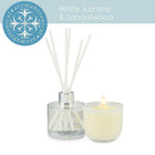 Aromabotanical – Ensemble-cadeau avec bougie au parfum de jasmin et de bois de santal + diffuseur (16-AB/SET JS)-L’ensemble-cadeau d’Aromabotanical combine un diffuseur à roseaux de 50 ml contenant des huiles essentielles australiennes sur mesure, et une mini bougie de 2 oz.