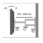 Techly – Support mural de téléviseur, inclinable/pivotant, 2 bras, 19 à 37 po, (ICA-LCD 2903)-Prise en charge des supports VESA 75x75, 100x100, 200x100, 200x200 mm