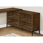 Monarch Specialties - 7490 Bureau 60 po L - En Forme De L/Coin Brun Rustique-Capable de supporter jusqu'à 198 lb, ce bureau à domicile avec une construction à panneau épais, des intérieurs de tiroir finis, des glissières de tiroir en métal et des pieds en métal robustes dans une finition noire