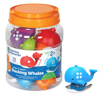 Learning Resources - Snap-n-Learn™ Empilage des baleines-Un ensemble polyvalent de baleines nicheurs développe une motricité fine tout en aiguisant la reconnaissance des couleurs et des nombres