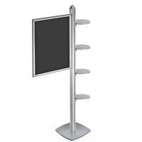 Azar Displays – Présentoir sur pied avec tablettes rondes (300296-SLV)-Structure encliquetable