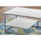 Monarch Specialties - 7961P Ens De Tables - 3Pcs/Blanc/Metal Argent-Demi-étagère inférieure surélevée pour un rangement supplémentaire