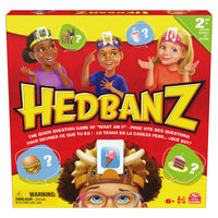 Spin Master - Games Hedbanz-Tout nouveau jeu : il s'agit de la 2e édition du jeu de questions rapides pour deviner qui vous êtes. comprend 6 nouveaux bandeaux : dinosaure, narval, robot, fleur, papillon et cerveau, ET de nouvelles illustrations, telles qu'un serpent et des lunettes de soleil. 