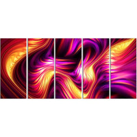 Designart – Art contemporain imprimé sur toile, fluidité orange et rose, 5 panneaux, (PT33066-401)-Impression