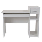 Flash Furniture Bureau d'ordinateur Highland Park blanc avec étagères et tiroir-Style contemporain