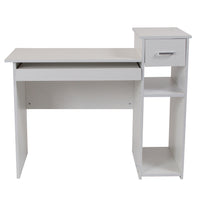 Flash Furniture Bureau d'ordinateur Highland Park blanc avec étagères et tiroir-Style contemporain