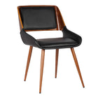 Armen Living - Panda Chaise de salle à manger finition bois de Noyer et Simili Cuir Noir-Sans bras