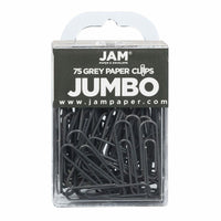 JAM PAPER - Trombone Geant Colore 2", Gris, 3 Paquets de 75-Couleur : Gris fonce