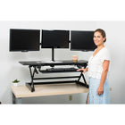Rocelco – Support de bureau haut de gamme DADR-46 à hauteur réglable, 46 po, avec portée verticale allongée, noir -Supporte jusqu'à 60 lb
