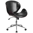 Flash Furniture – Chaise de conférence à pivot mi-dos SDSDM22405MAHBK, cuir noir, bois d'acajou-Rembourrage en LeatherSoft noir brillant