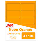 JAM Paper - Étiquette d'adresse laser/jet d'encre - 2 po x 4 po - Orange fluo fluo - Paquet de 120-Emballage anglais seulement