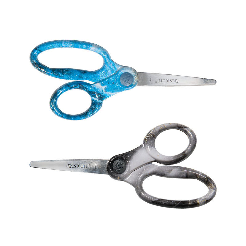 Westcott Lot De 12 Ciseaux Soft Grip 14 Cm – Manche Ergonomique Antidérapant Noir/Bleu, Lames Acier Anti-Rouille
