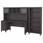 Bush Furniture - Bureau 72 po avec huche et bibliothèque à 5 tablettes Somerset - Gris orage-L’ensemble comprend : un bureau 60" L avec tiroirs, une huche 60" L et une bibliothèque à 5 tablettes