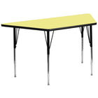 Flash Furniture – Table d’activités trapézoïdale de 30 x 60 po, surface thermofusionnée, pattes standards réglables, jaune-Stratifié jaune
