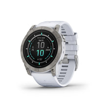Garmin - Epix Pro Sapphire Edition - 51mm Titane avec bracelet Whitestone-Taille physique 51 x 51 x 14,9 mm; Convient aux poignets ayant la circonférence suivante: Bande de silicone : 127-210 mm; Bracelet en cuir : 135-213 mm; Bande de tissu : 135-213 mm; Bande métallique : 135-225 mm