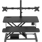 Rocelco - Élévateur de bureau électrique EDR de 37,4po avec portée verticale améliorée, AC-USB et support pour 2 moniteurs, Noir-Grande surface de travail de 37,4 po x 15,75 po