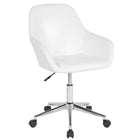 Flash Furniture – Fauteuil fonctionnel Cortana pour la maison et le bureau, dossier mi-hauteur, cuir blanc (DS8012LBWH)-Rembourrage LeatherSoft Blanc