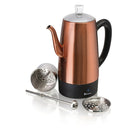 Euro Cuisine – Percolateur à café électrique PER12 12 tasses avec fonction de réchaud, fini cuivre-Voyant lumineux qui indique quand le café est prêt