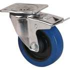 Kleton - Roulette Bleue, Pivotant Avec Frein, 5po (127 Mm), Caoutchouc, 400 Lb (181 Kg), paquet de 5-Dia. des trous de boulon 3/8po (9,52 mm)