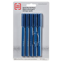 Stylos gel à séchage rapide TRU RED à pointe extra-douce – Pointe moyenne (0,7 mm) – Bleu – Paquet de 5-Le stylo gel bleu est idéal pour écrire et prendre des notes avec précision