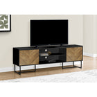 Monarch Specialties - 2752 Meuble Tv - 72 po L/Noir/Metal Avec 2 Portes Simili-Bois-Ce centre de divertissement multimédia offre un grand espace de rangement avec une étagère fixe au milieu et un trou de gestion des fils au-dessus de l'étagère