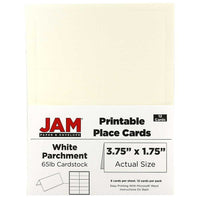 JAM Paper - Marque-places imprimables, 1,75 x 3,75 po, marque-places parchemin blanc, 2 paquets de 12 (225928565g)-Marque-places imprimables parchemin blanc