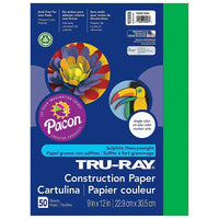 Papier de construction Pacon Tru-Ray, 9" x 12", vert festif, 300 feuilles-Le papier de construction Tru-Ray est suffisamment résistant pour supporter le rainurage, le pliage et le curling sans se fissurer ni se déchirer.