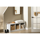 South Shore - Toza - Banc d’entrée avec rangement - Pin blanc-Surface pratique : assoyez-vous confortablement pour enfiler vos souliers ou vos bottes. Vos entrées et sorties de la maison seront tellement plus simples!