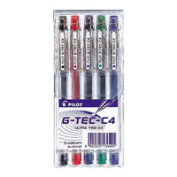 Pilot - Stylos G-Tec à encre gel – 0,4 mm – couleurs variées – paquet de 5-Encre bio polymer prévenant les bavures et offrant toujours la plus grande douceur d'écriture