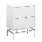 Monarch Specialties - 3490 Table D'Appoint - 24 po H Blanc Lustre/Metal Chrome-Dessus de table rectangulaire spacieux fini en blanc lustre