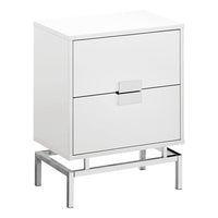 Monarch Specialties - 3490 Table D'Appoint - 24 po H Blanc Lustre/Metal Chrome-Dessus de table rectangulaire spacieux fini en blanc lustre