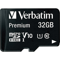 Carte MicroSDHC Verbatim 32 Go Classe 10 avec adaptateur, noir-Les cartes mémoire microSDHC de classe 10 de Verbatim sont une solution mobile haute performance vous permettant de saisir, charger et transférer rapidement et sans effort votre contenu multimédia sur votre téléphone intelligent, vos tablettes ou autres dispositifs mobiles.