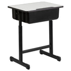 Flash Furniture Bureau d’étudiant avec plateau gris et cadre piédestal noir à hauteur réglable-Surface de travail spacieuse de 23,625 po larg. x 17,75 po prof. avec rainure pour crayons